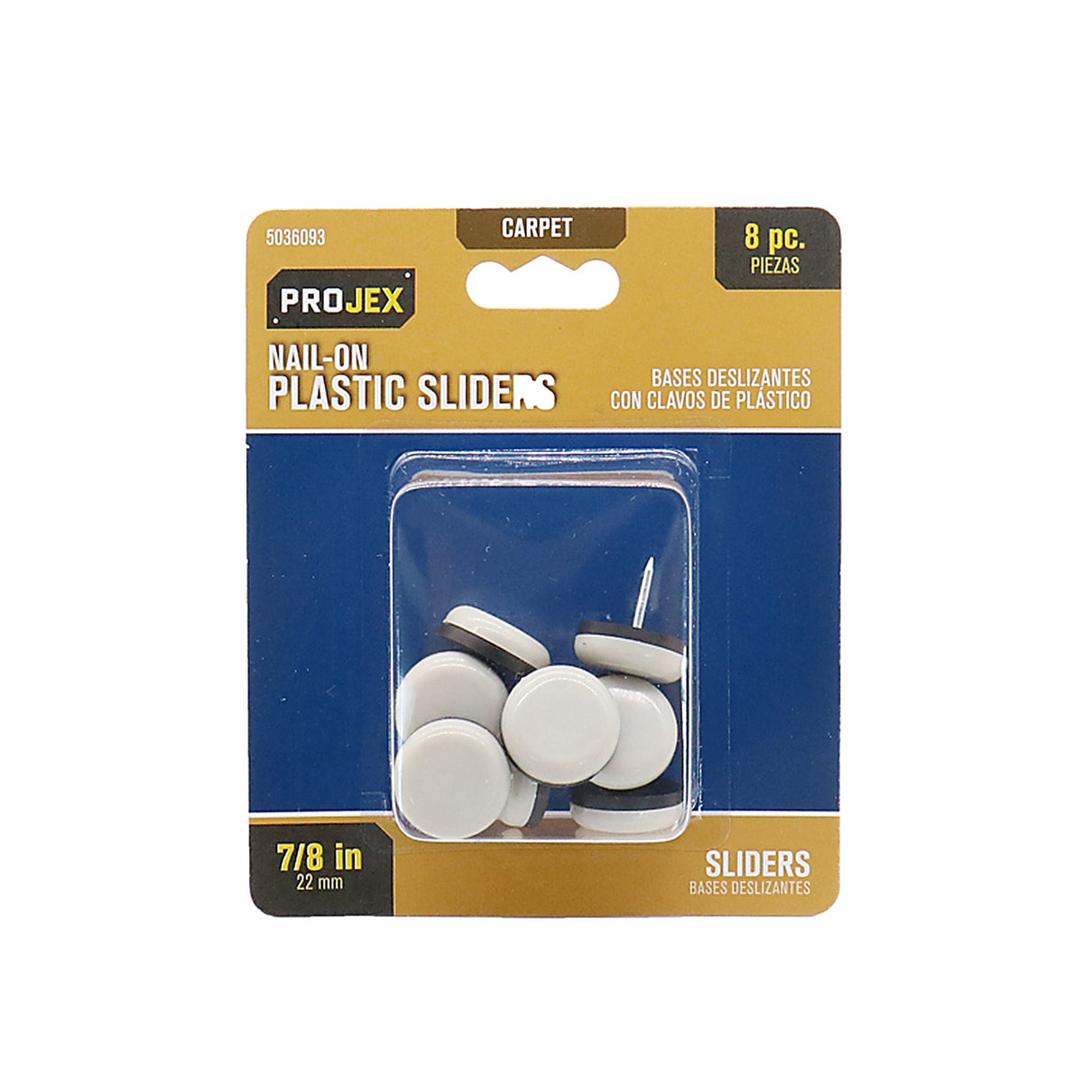 Projex - P0001 - White 7/8 in. Nail-On Plastic Chair Glide 8 pk