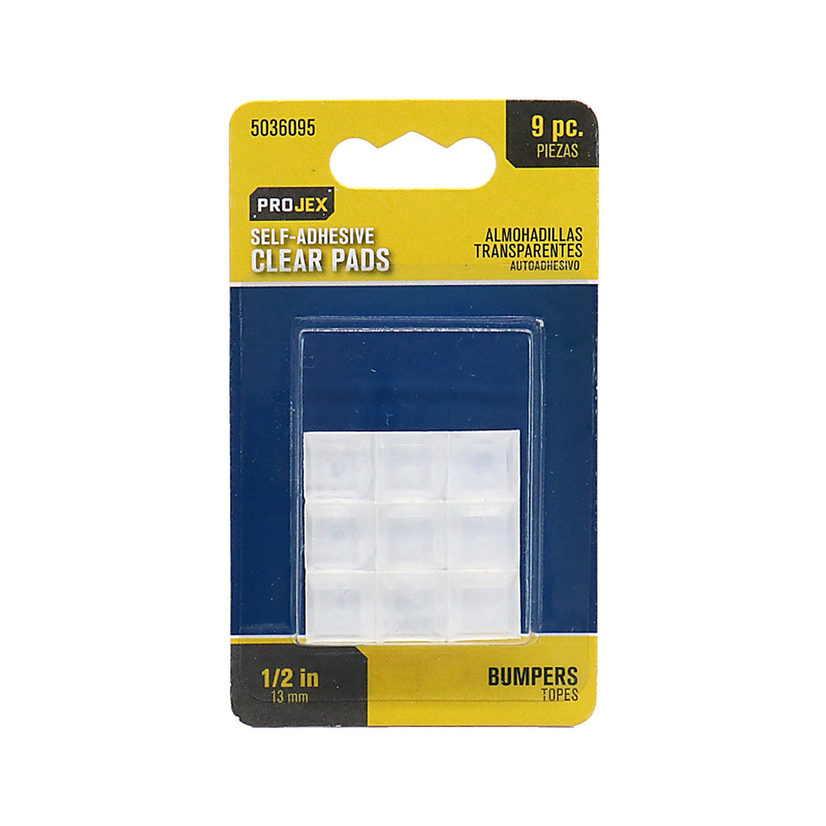 Projex - P0118 - Vinyl Self Adhesive Bumper Pad Clear Square 1/2 in. W X 1/2 in. L 9 pk