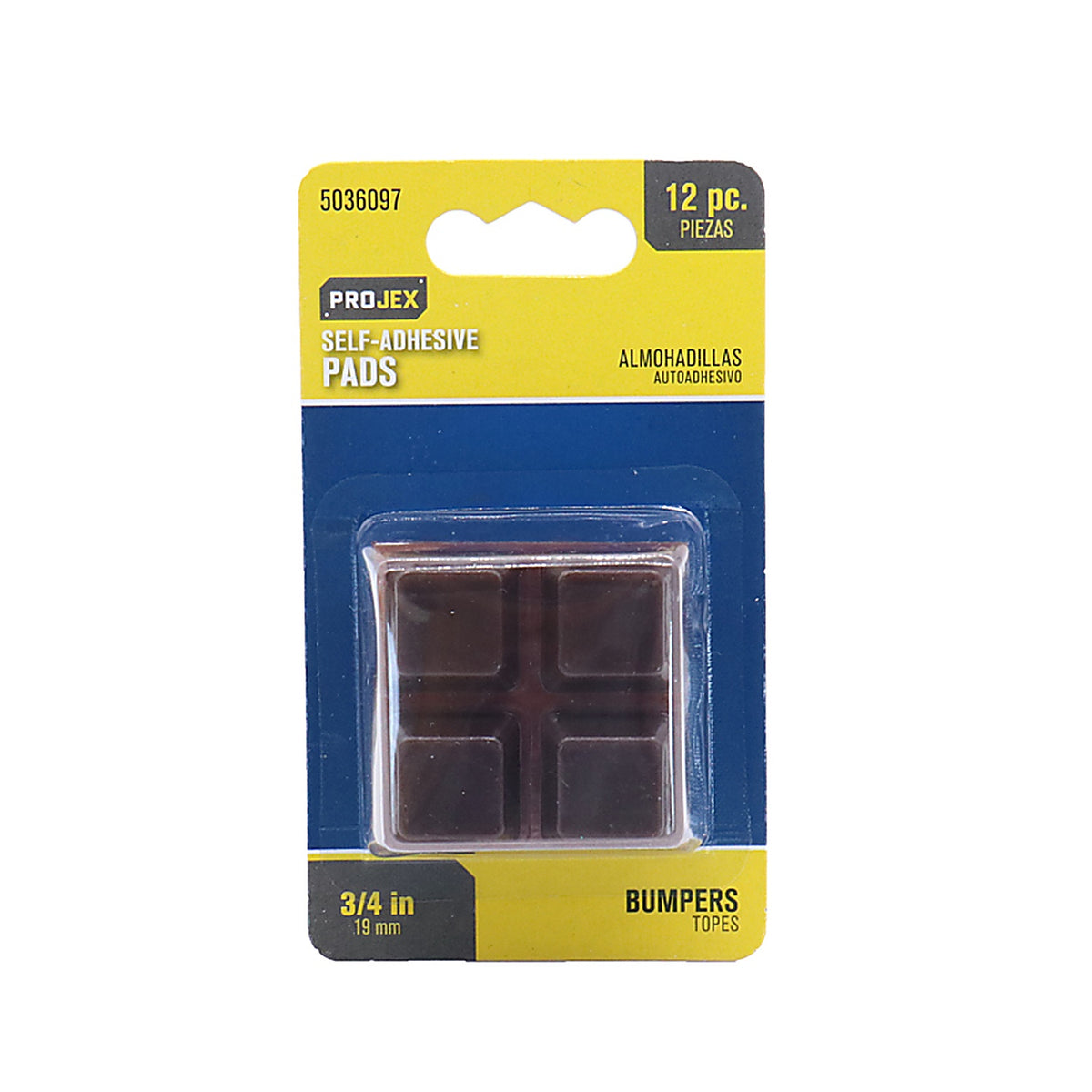 Projex - P0121 - Vinyl Self Adhesive Bumper Pad Brown Square 3/4 in. W X 3/4 in. L 12 pk