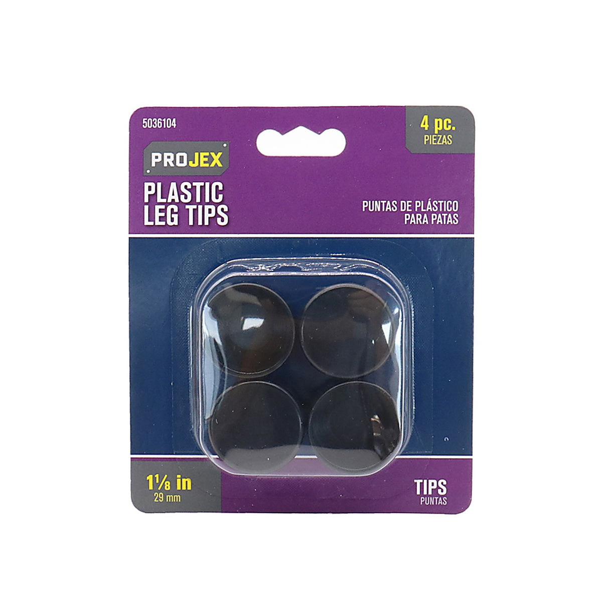 Projex - P0075 - Plastic Leg Tip Black Round 1-1/8 in. W 4 pk
