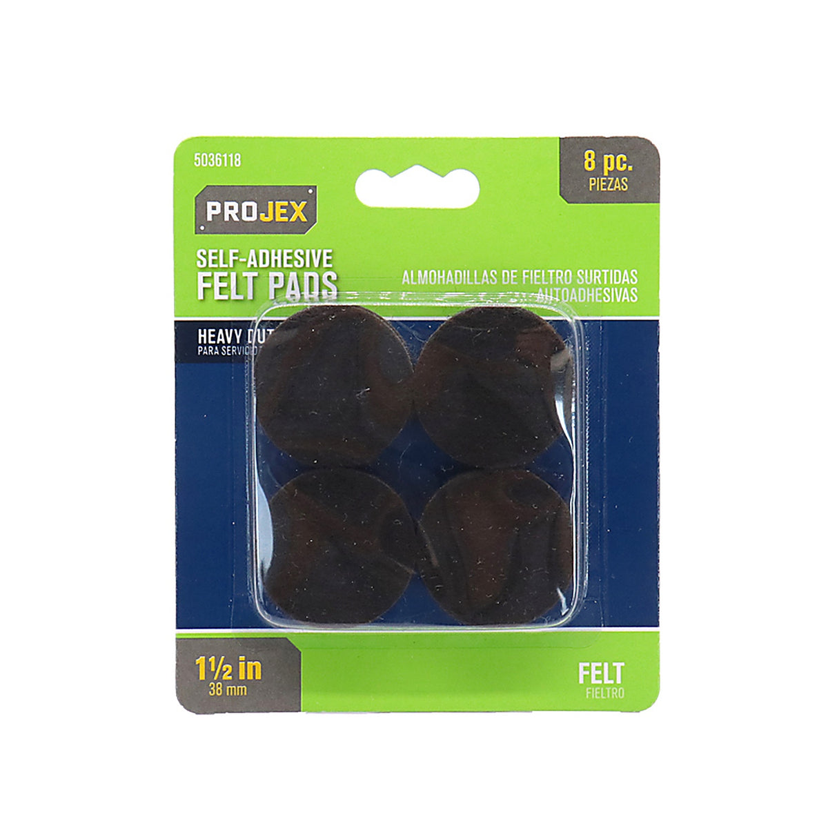 Projex - P0110 - Felt Self Adhesive Protective Pad Brown Round 1-1/2 in. W 8 pk