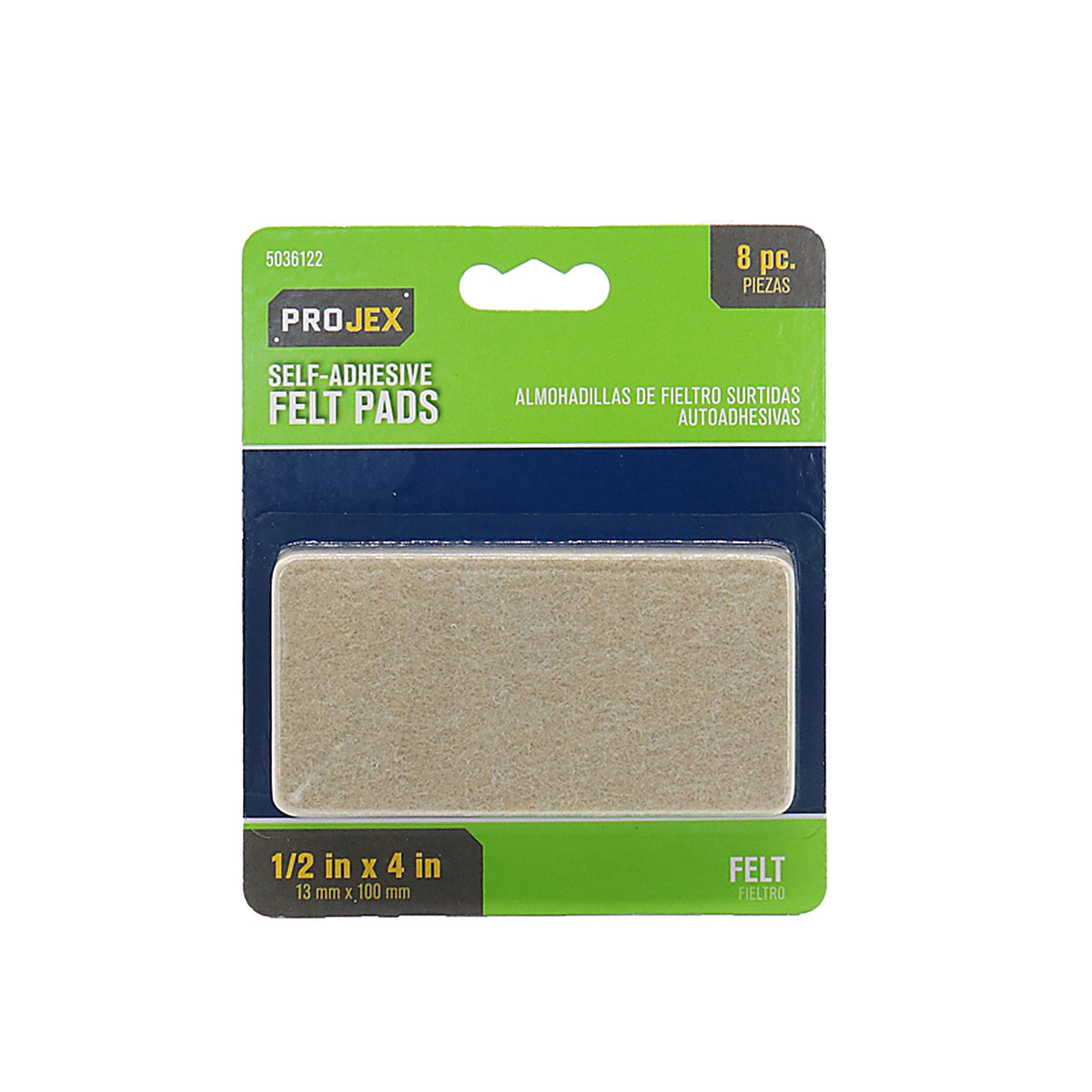 Projex - P0098 - Felt Self Adhesive Surface Pad Brown Rectangle 1/2 in. W X 4 in. L 8 pk