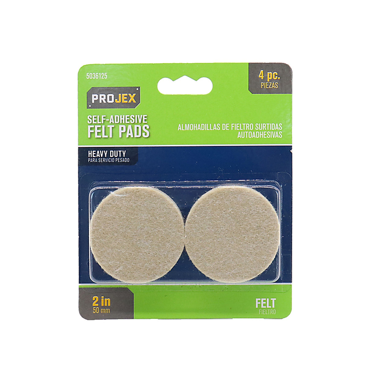 Projex - P0107 - Felt Self Adhesive Surface Pad Brown Round 2 in. W 4 pk
