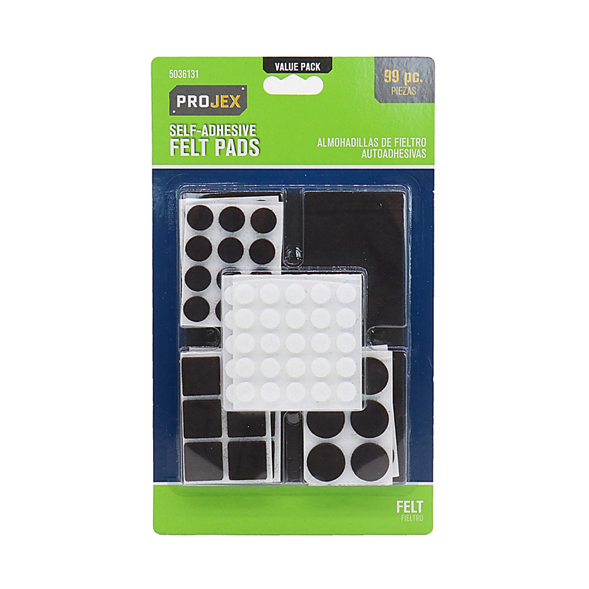 Projex - P0100 - Felt Self Adhesive Surface Pad Brown Assorted 0 in. W 99 pk
