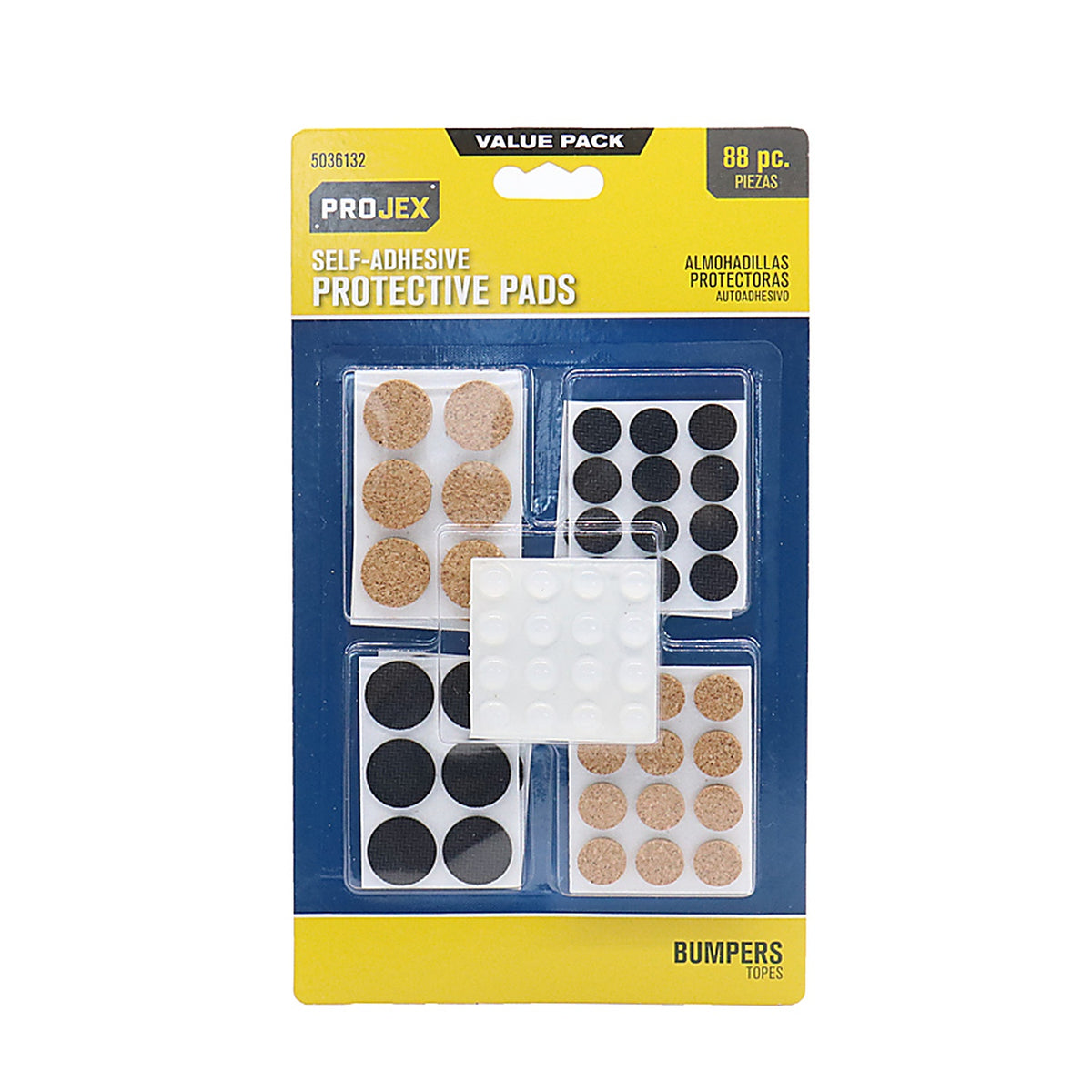 Projex - P0130 - Vinyl Self Adhesive Surface Pad Assorted Round 0 in. W 88 pk