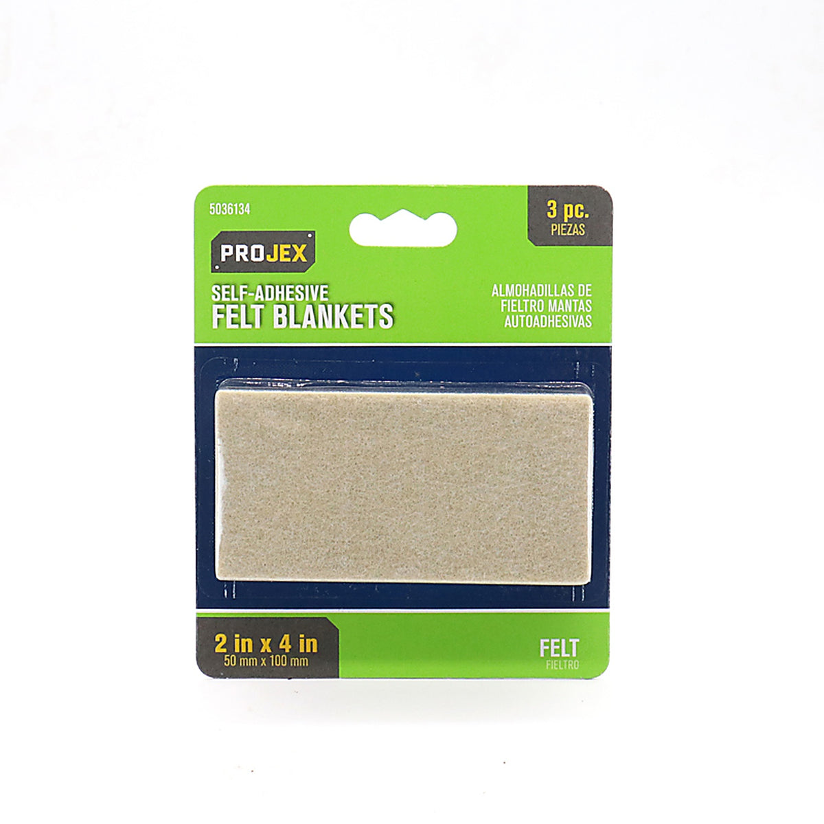 Projex - P0099 - Felt Self Adhesive Blanket Brown Rectangle 2 in. W X 4 in. L 3 pk