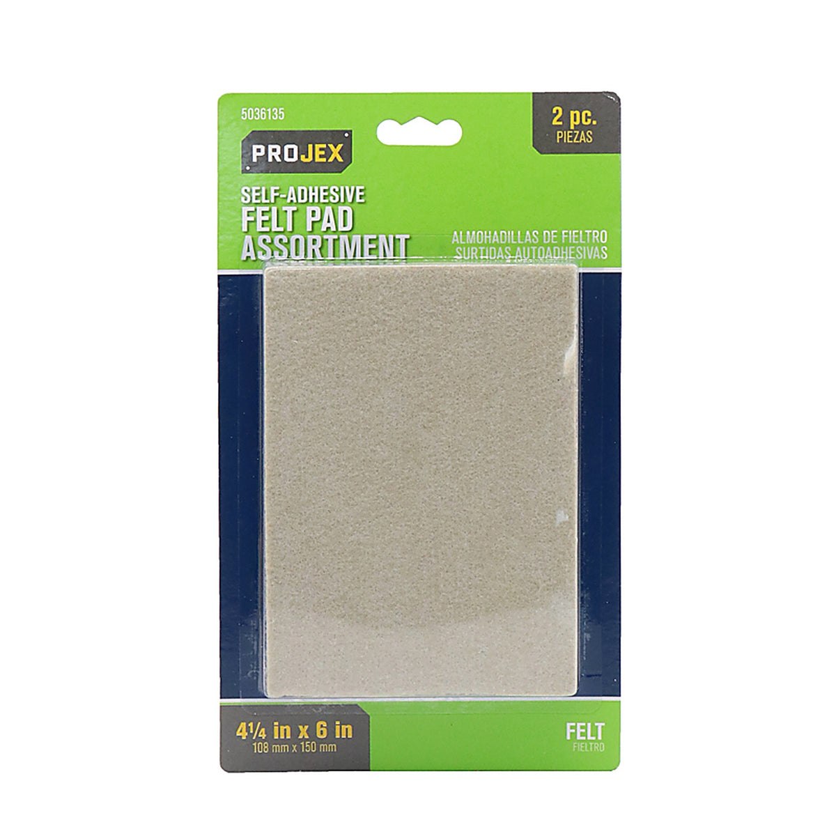 Projex - P0096 - Felt Self Adhesive Blanket Brown Rectangle 4-1/4 in. W X 6 in. L 2 pk