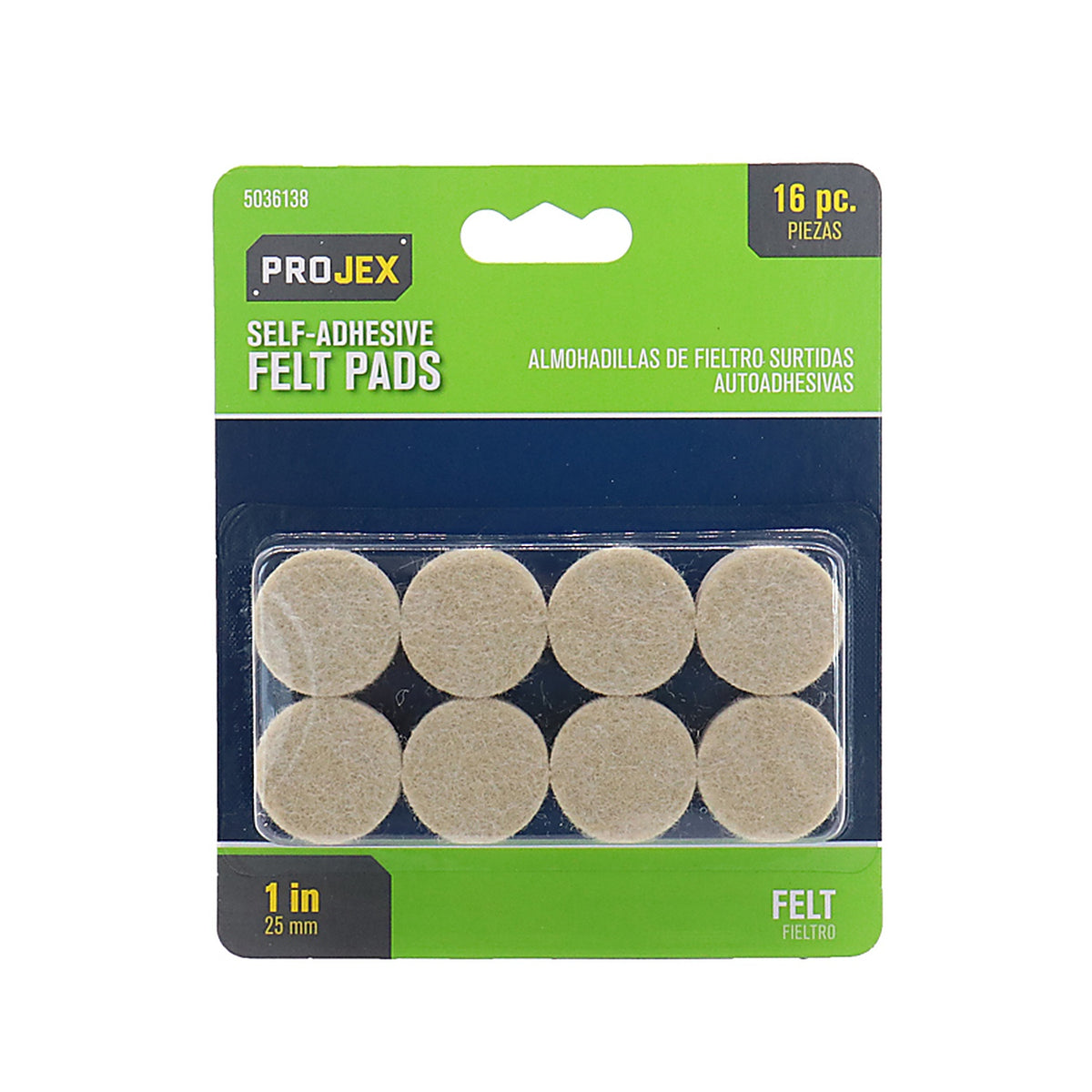 Projex - P0094 - Felt Self Adhesive Protective Pad White Round 1 in. W 16 pk