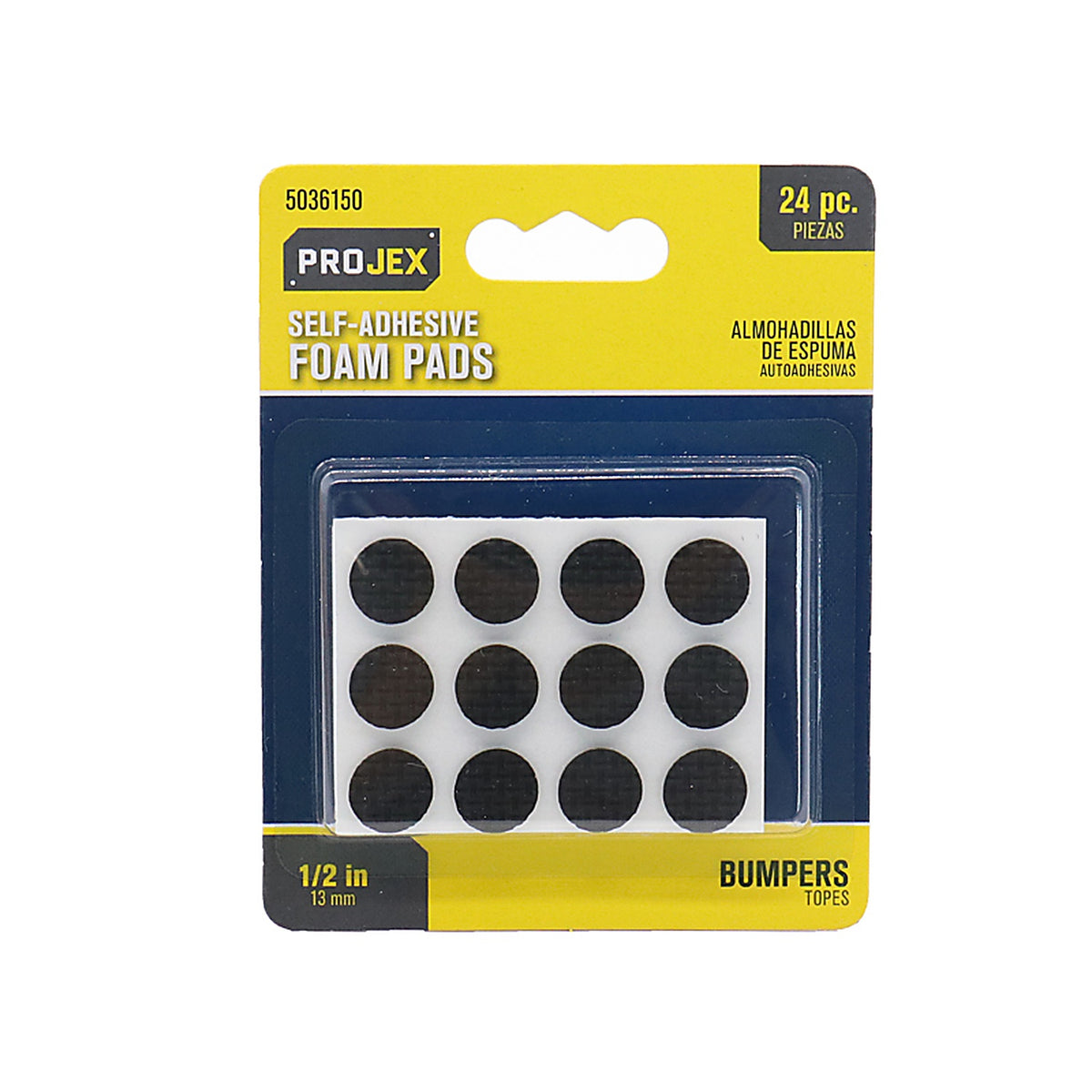 Projex - P0126 - Foam Self Adhesive Non-Skid Pad Black Round 1/2 in. W 24 pk