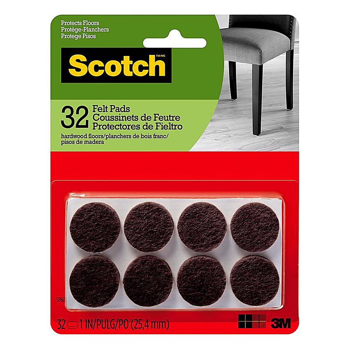 3M - SP822-NA - Scotch Felt Self Adhesive Protective Pad Brown Round 1 pk