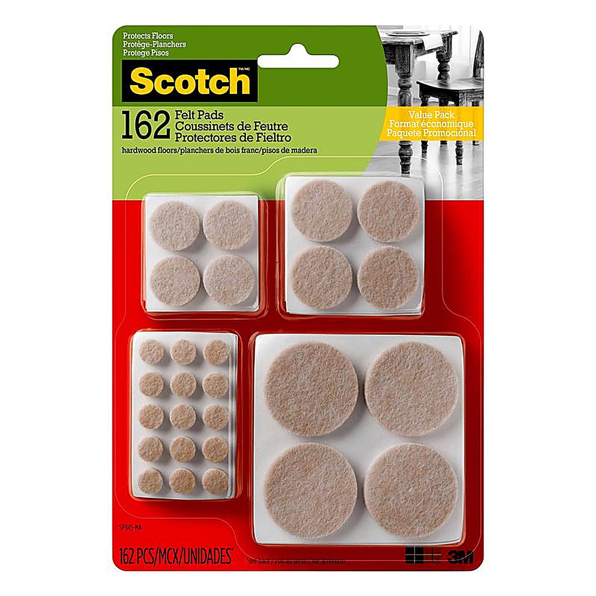 3M - SP845-NA - Scotch Felt Self Adhesive Protective Pad Beige Round 1 pk