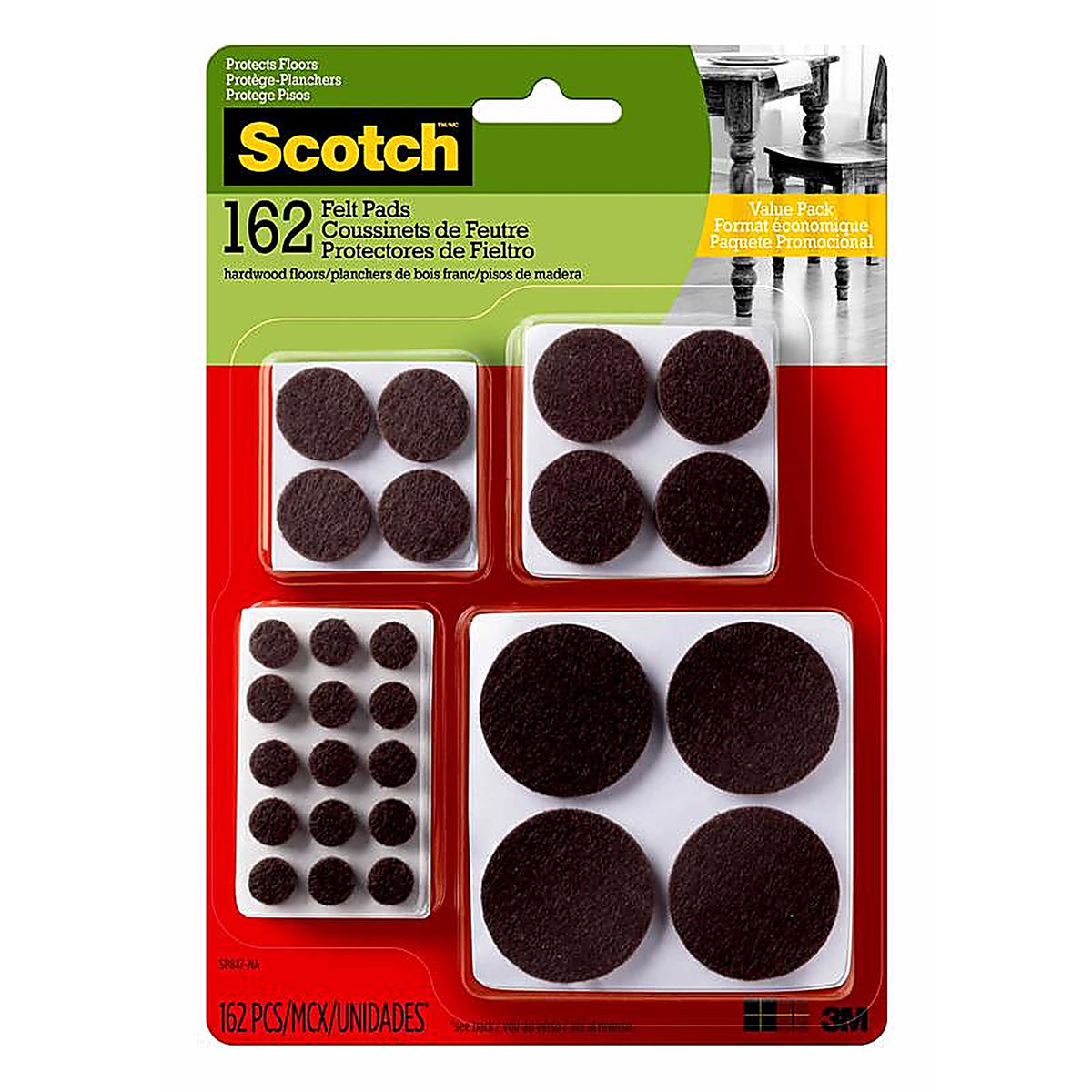 3M - SP847-NA - Scotch Felt Self Adhesive Protective Pad Brown Round 1 pk