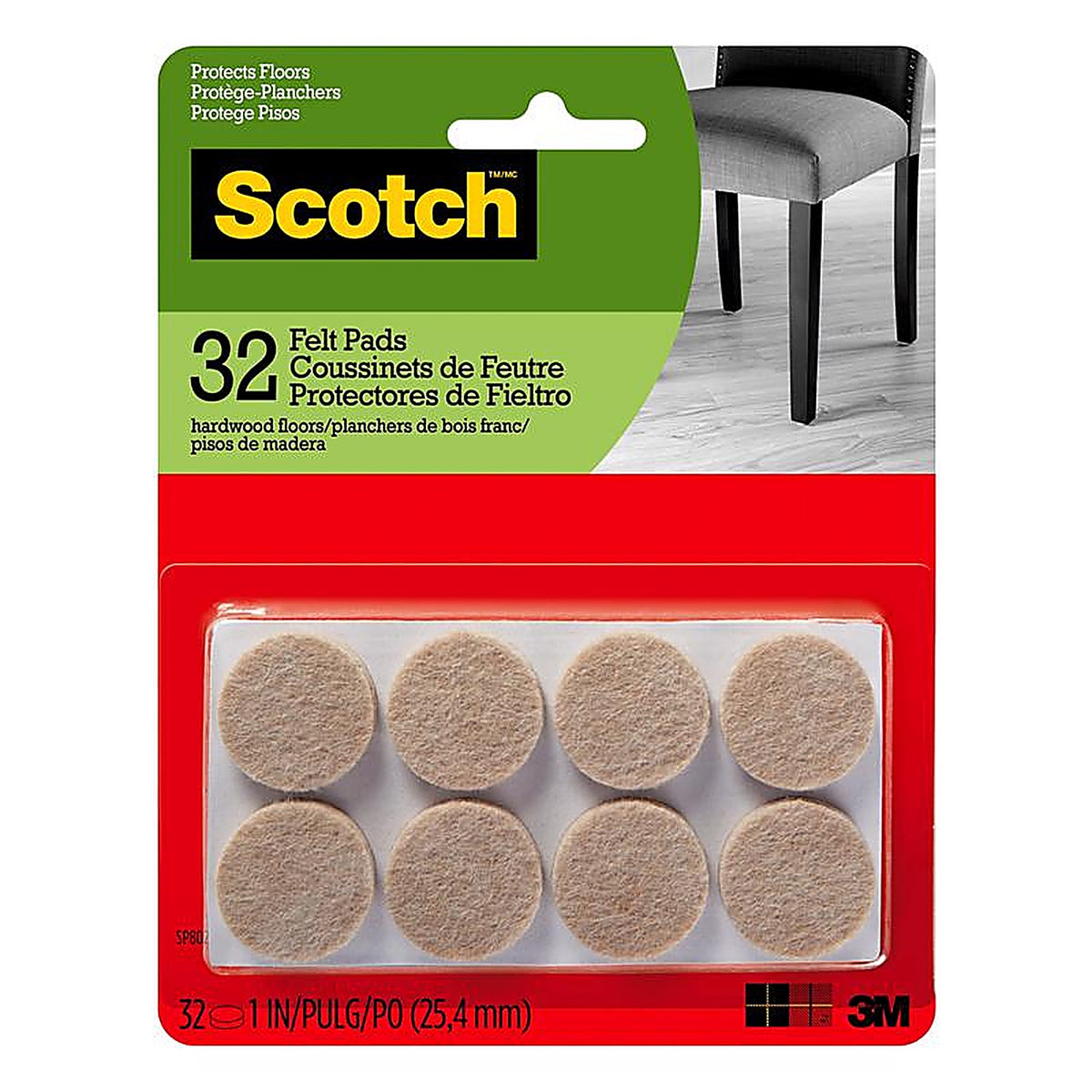 3M - SP802-NA - Scotch Felt Self Adhesive Protective Pad Beige Round 1 pk