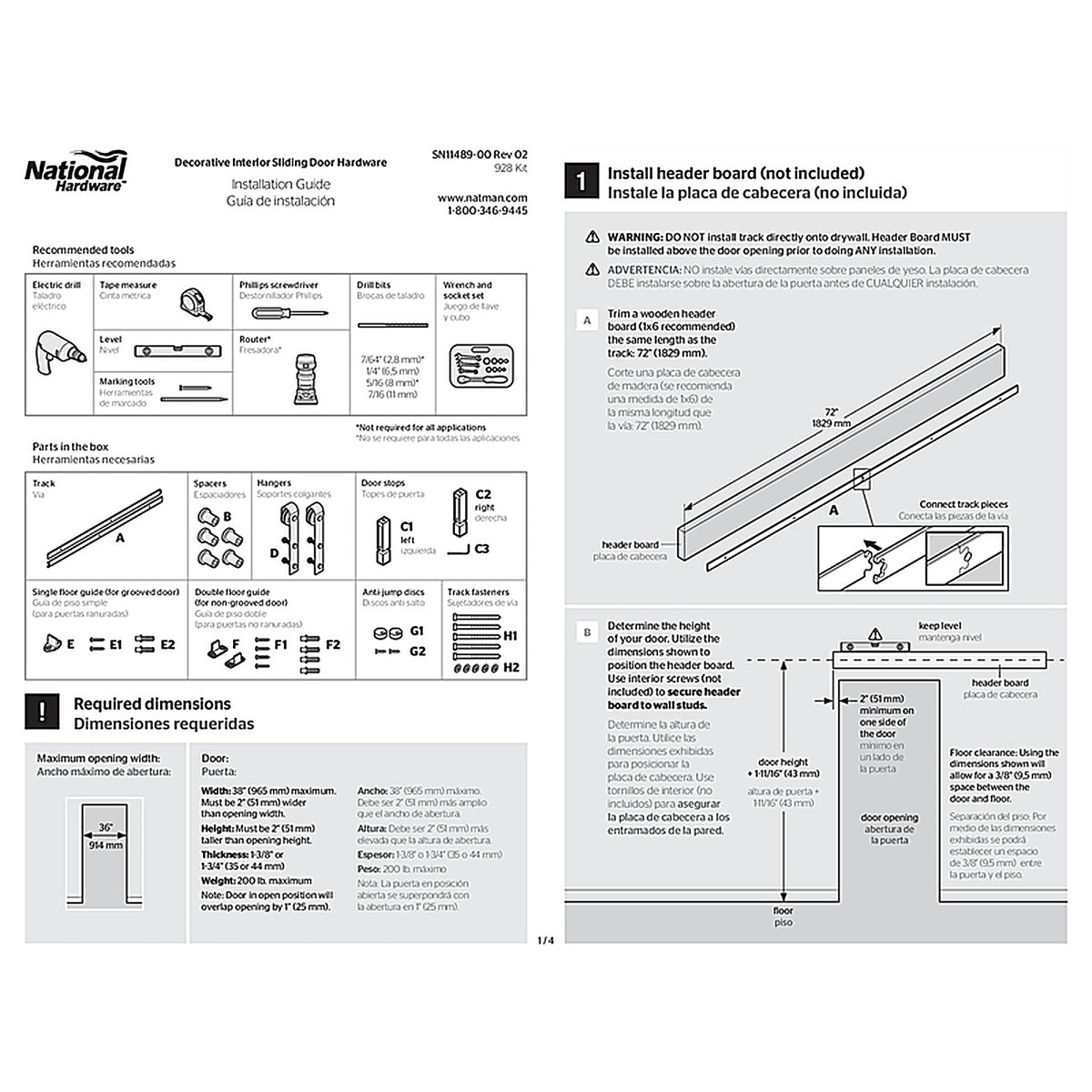 National Hardware - N700-003 - Classic Matte Black Steel Barn Door Hanger Kit 1 pc