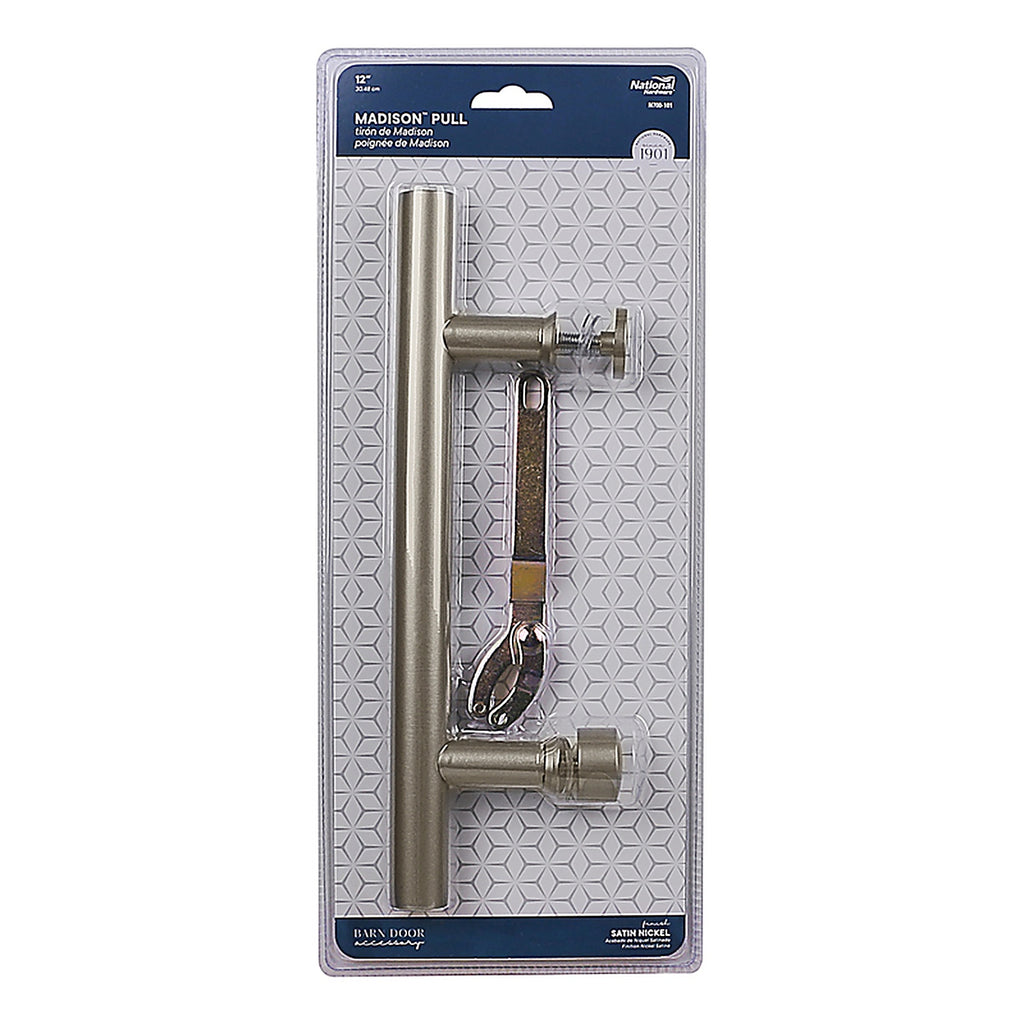 National Hardware - N700-101 - Madison Satin Nickel Silver Steel Pull Handle 1 pc