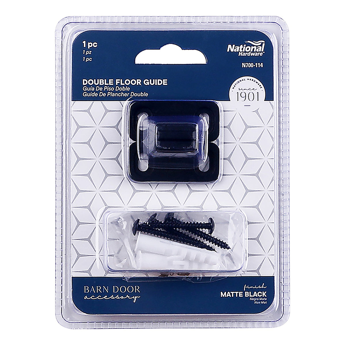 National Hardware - N700-114 - Matte Black Aluminum Double Floor Guide 1 pc