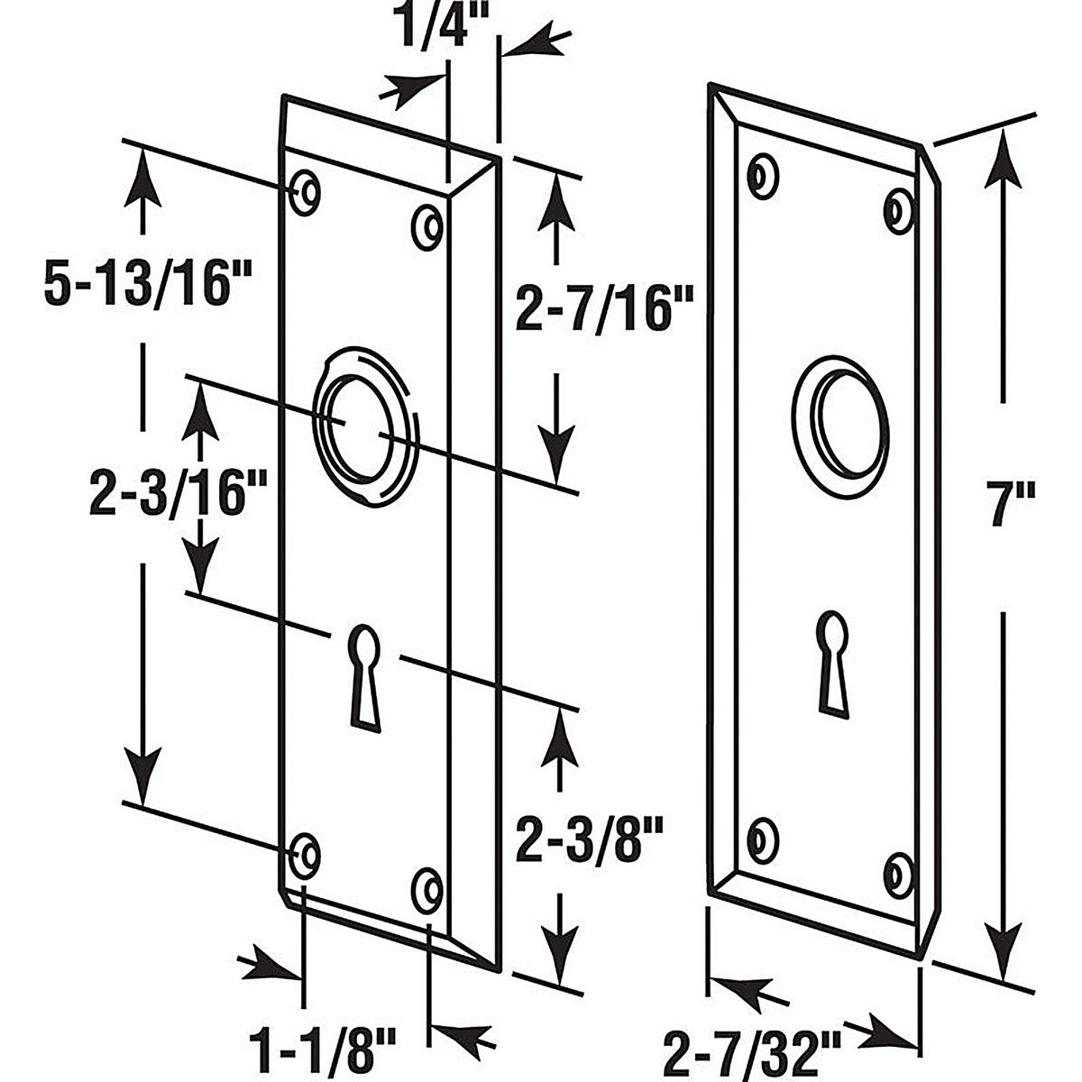 Prime-Line - E2295 - Bright Brass Steel Door Escutcheon Plates Left Handed
