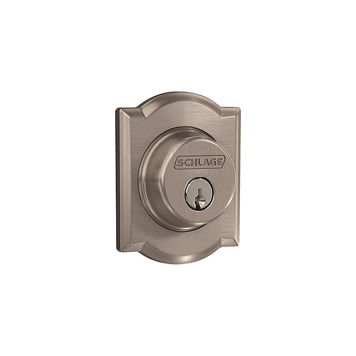 Schlage - B60GCCAM619 - Camelot Satin Nickel Metal Single Cylinder Deadbolt