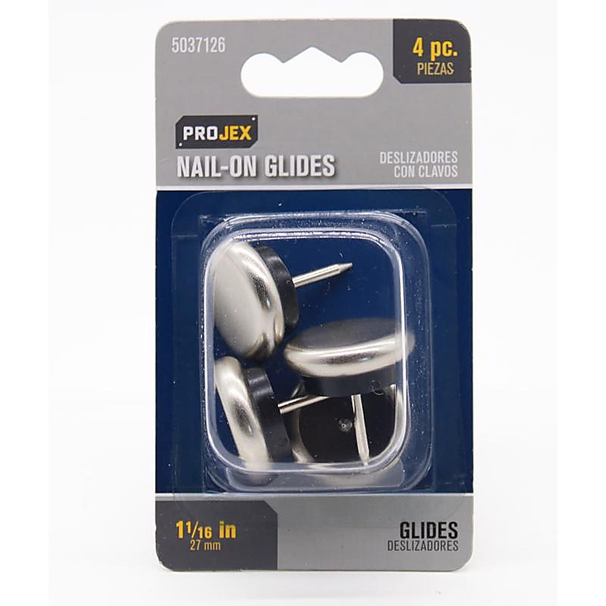 Projex - P0137 - Silver 1-1/16 in. Nail-On Nickel Chair Glide 4 pk