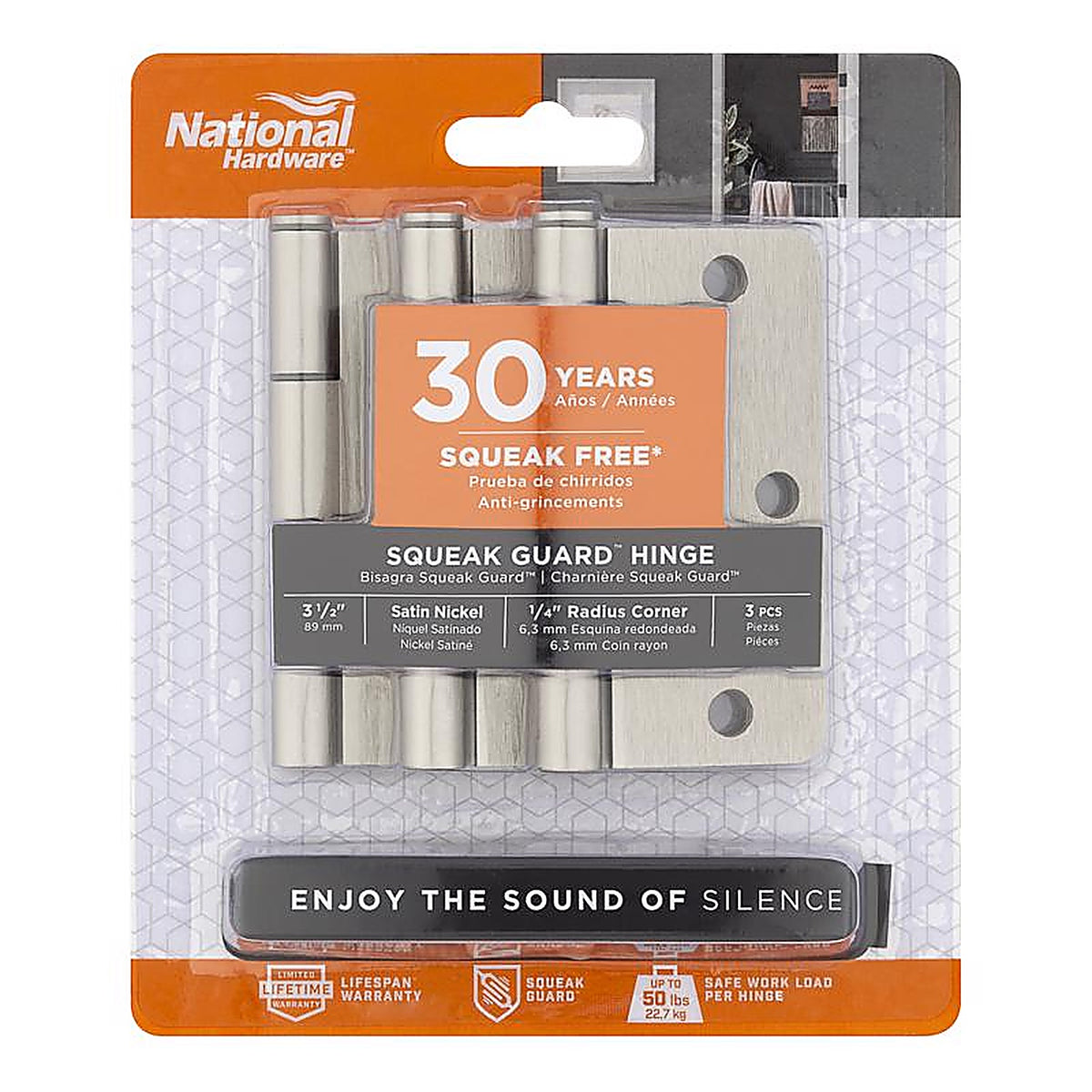 National Hardware - N830-449 - Satin Nickel Door Hinge 3 pk