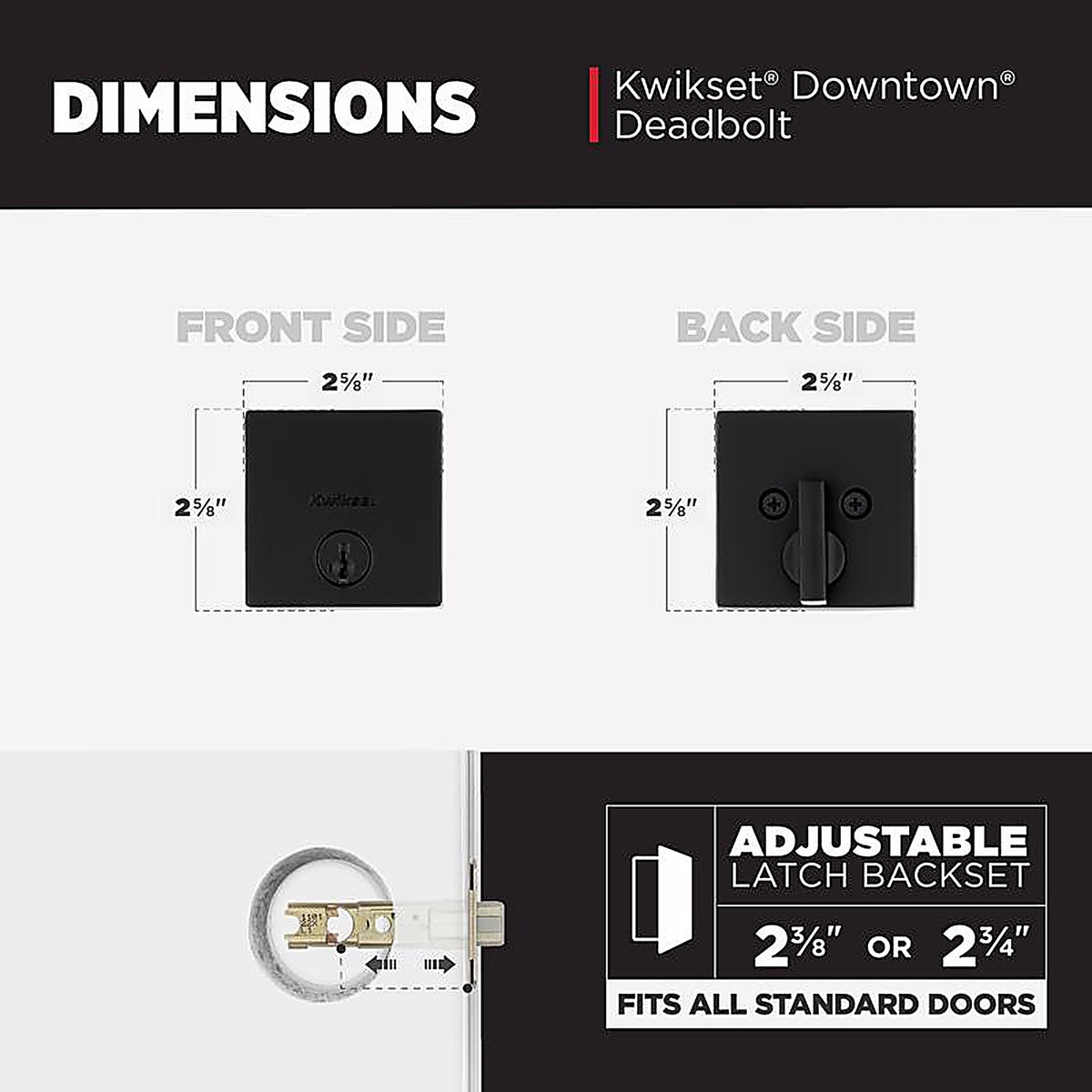 Kwikset - 92580-022 - Downtown Matte Black Zinc Single Cylinder Smart Key Deadbolt