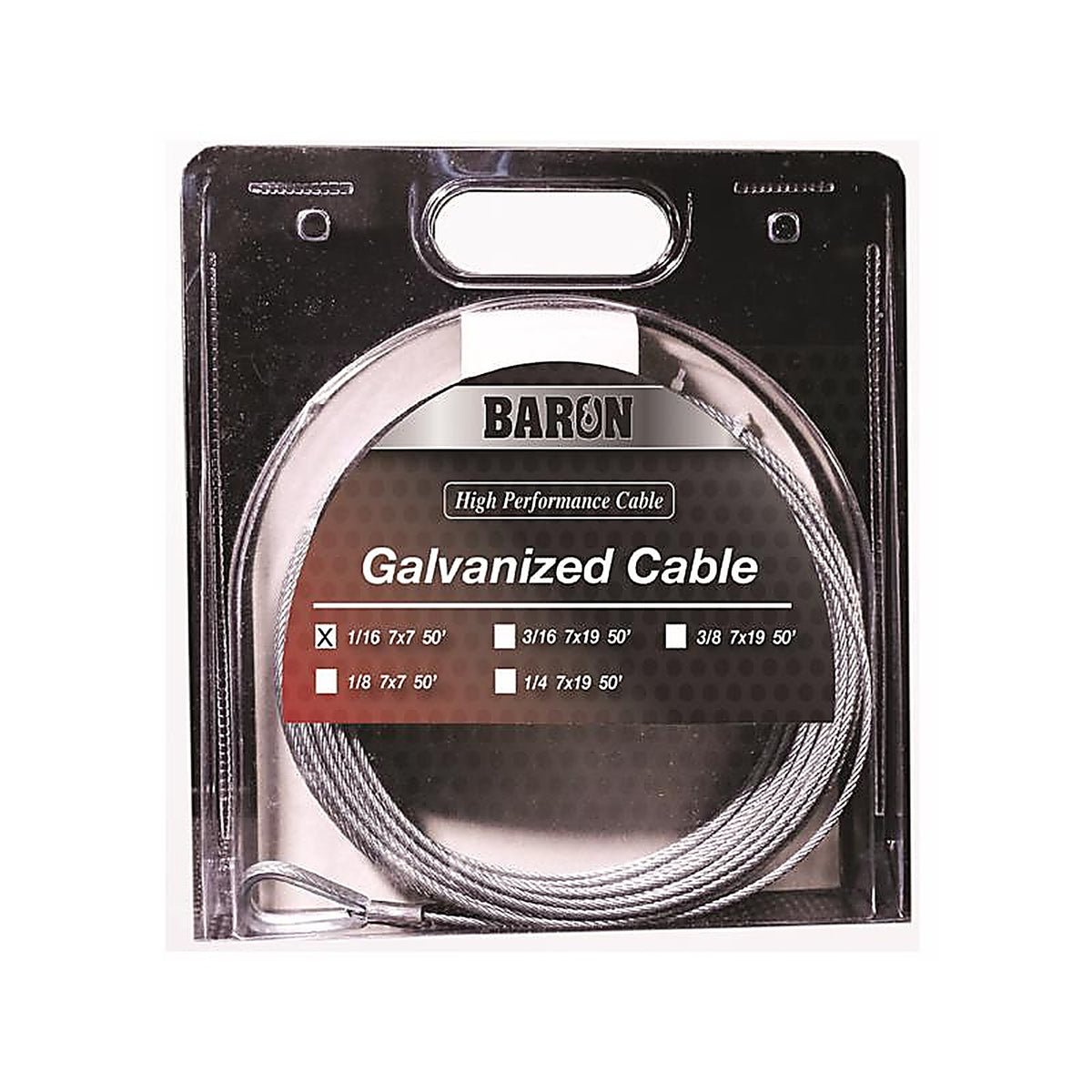 Baron - 66005 - Galvanized Galvanized Steel 1/16 in. D X 50 ft. L Aircraft Cable