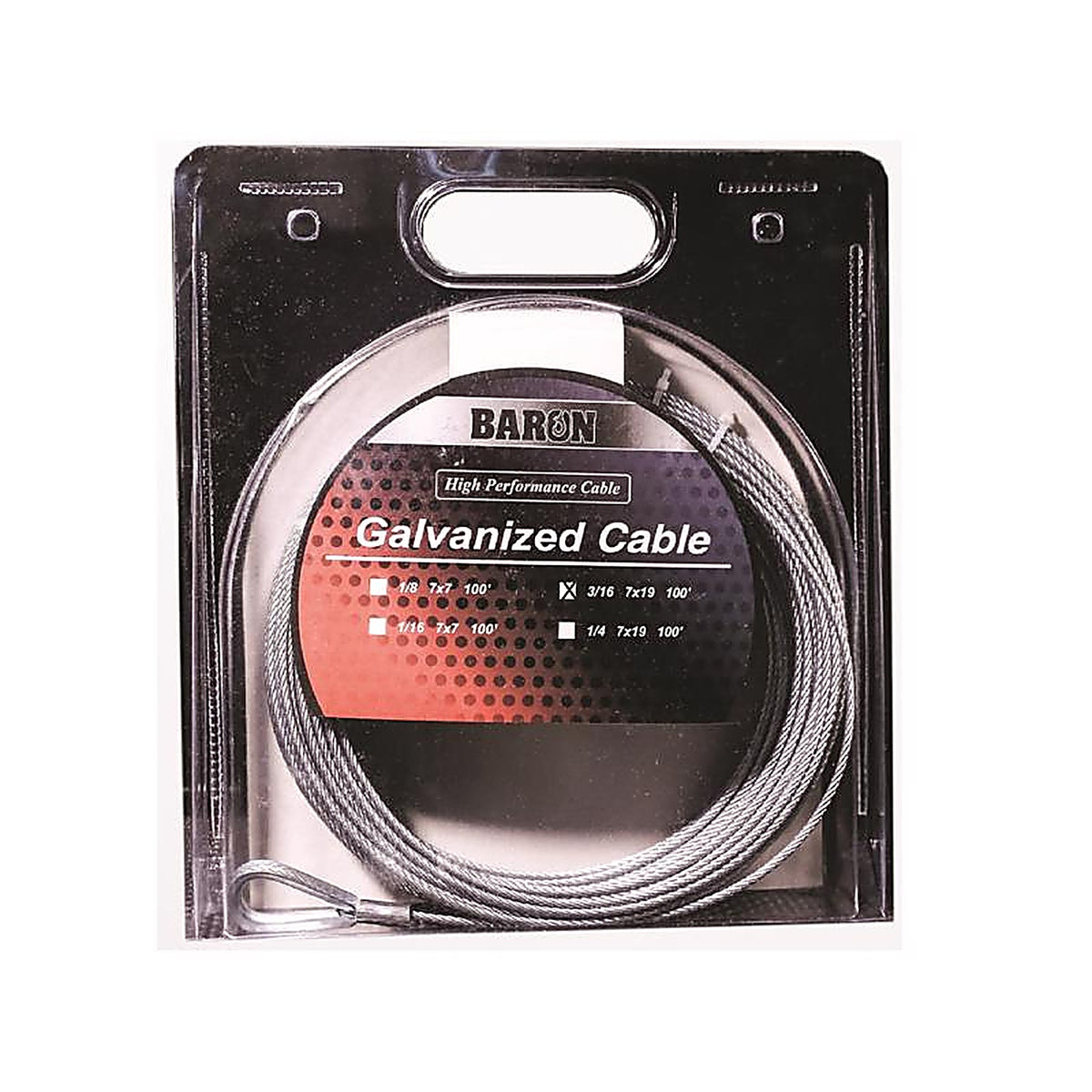 Baron - 7005 - Galvanized Galvanized Steel 3/16 in. D X 50 ft. L Aircraft Cable