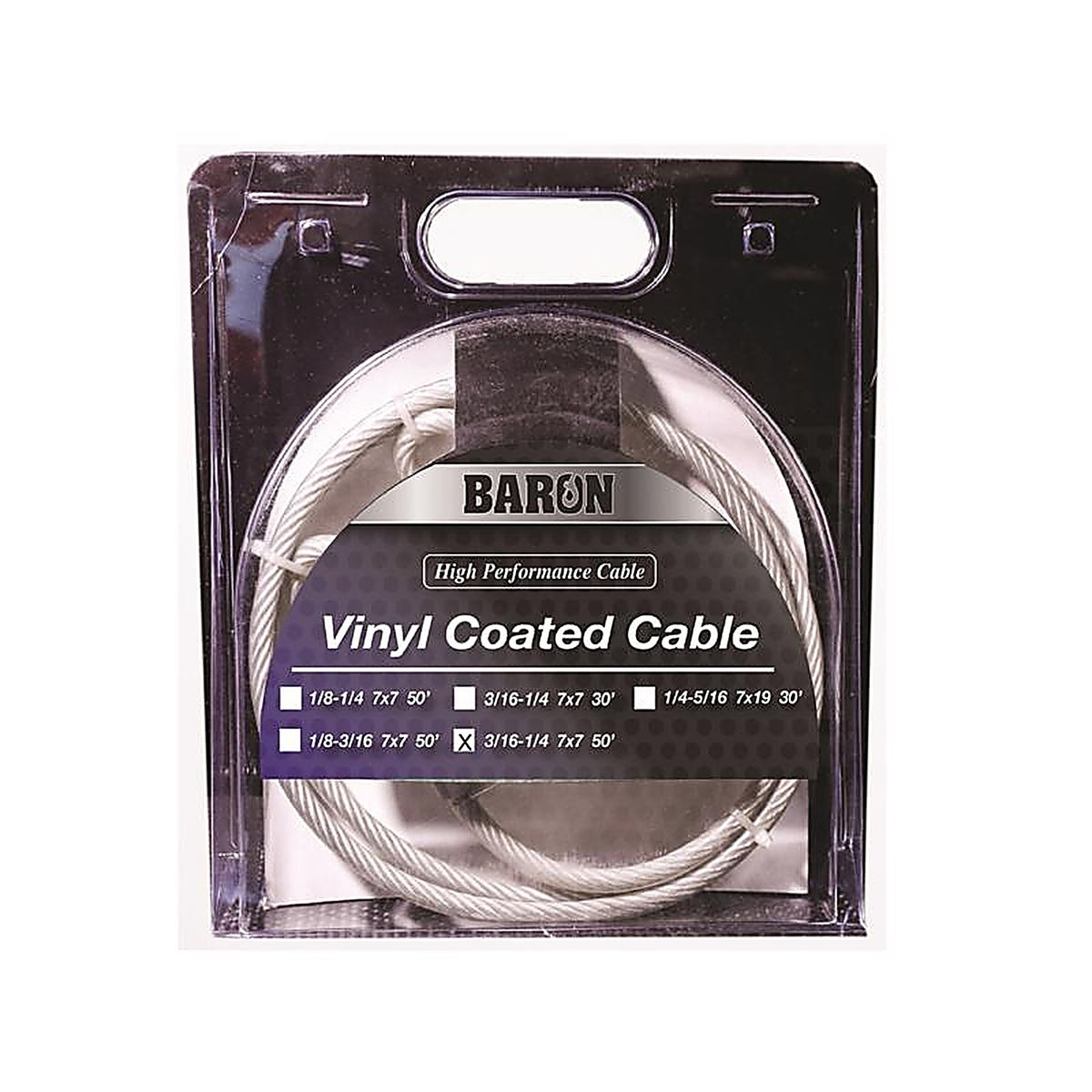 Baron - 3205 - Vinyl Coated Galvanized Steel 3/16-1/4 in. D X 50 ft. L Aircraft Cable
