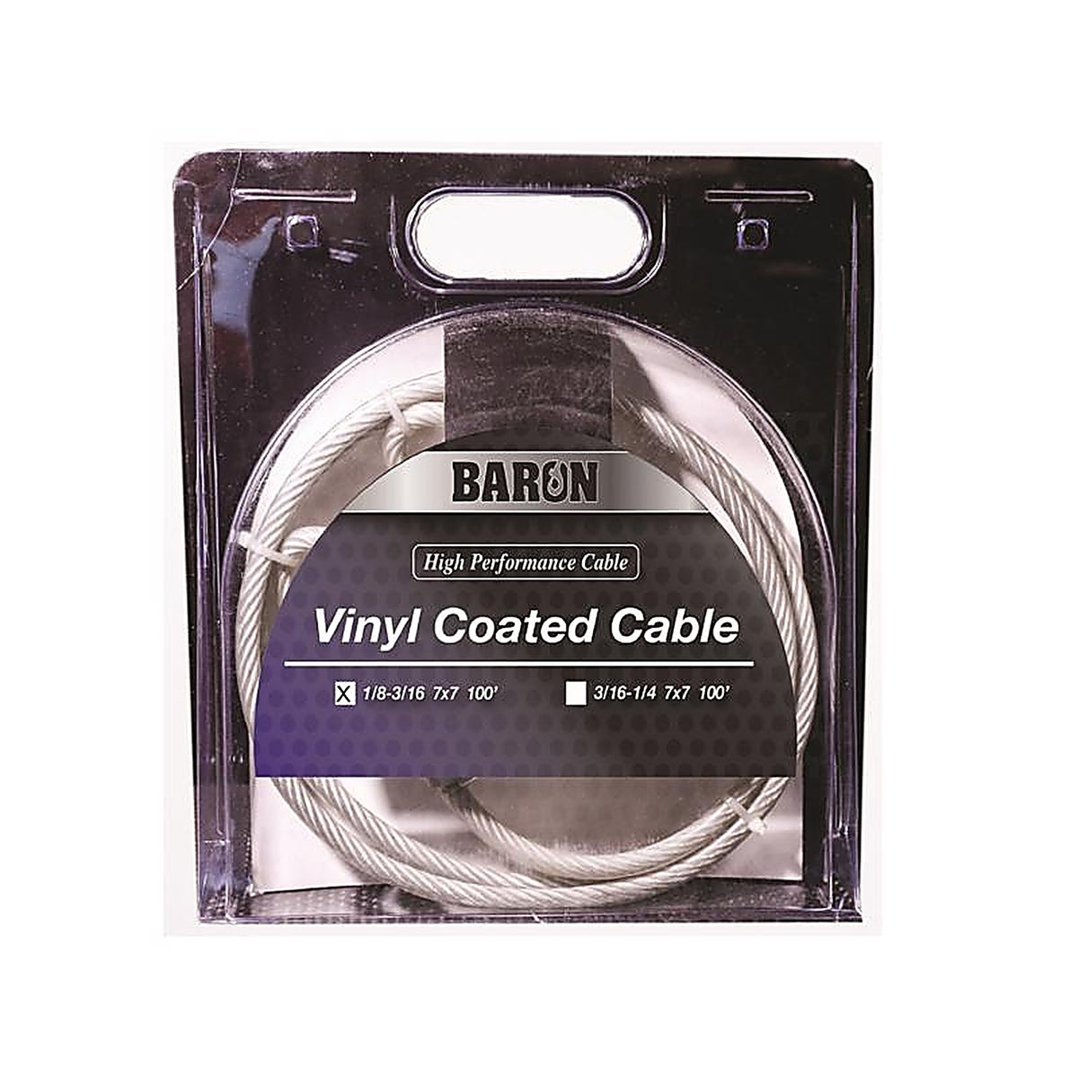 Baron - 51205 - Vinyl Coated Galvanized Steel 1/8-3/16 in. D X 100 ft. L Aircraft Cable