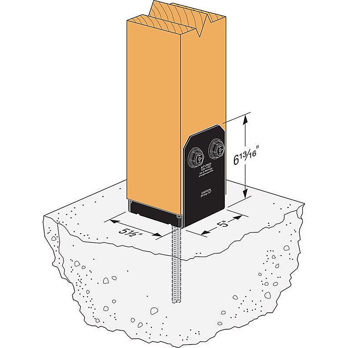 Simpson Strong-Tie - APVB66 - APVB 6 in. H X 5.5 in. W 16 Ga. Steel Adjustable Post Base