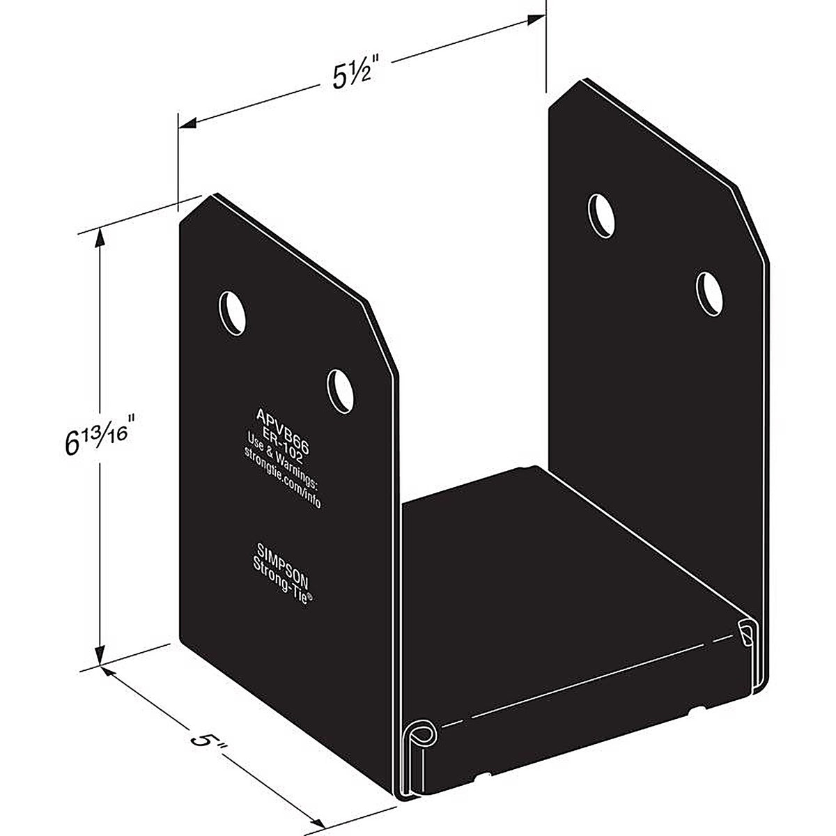 Simpson Strong-Tie - APVB66 - APVB 6 in. H X 5.5 in. W 16 Ga. Steel Adjustable Post Base