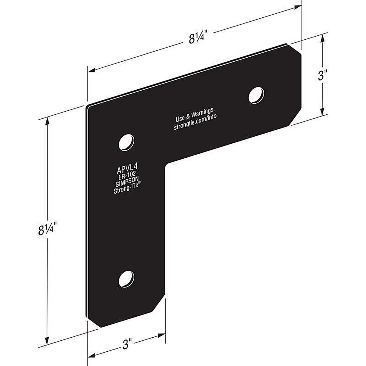 Simpson Strong-Tie - APVL4 - APVL 8.25 in. H X 8.25 in. W X 3 in. D Steel Inside L Strap Brace