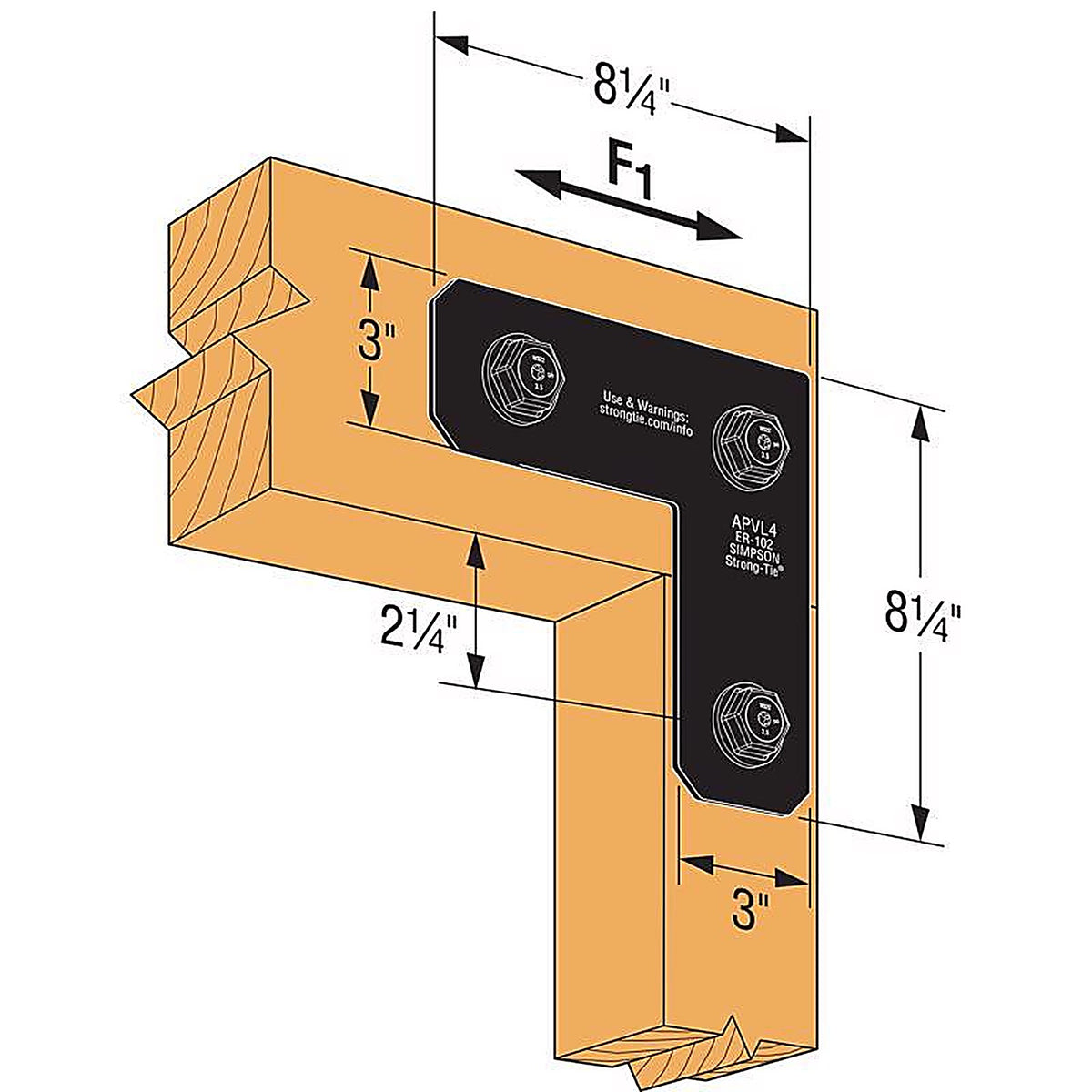 Simpson Strong-Tie - APVL4 - APVL 8.25 in. H X 8.25 in. W X 3 in. D Steel Inside L Strap Brace