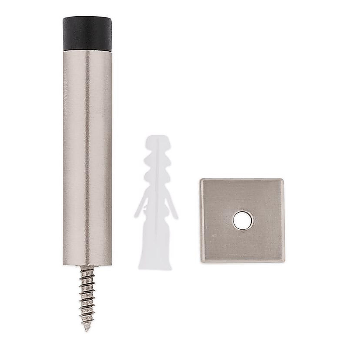 National Hardware - N830-527 - Reed 1 in. W X 3 in. L Aluminum Satin Nickel Door Stop Mounts to door and wall