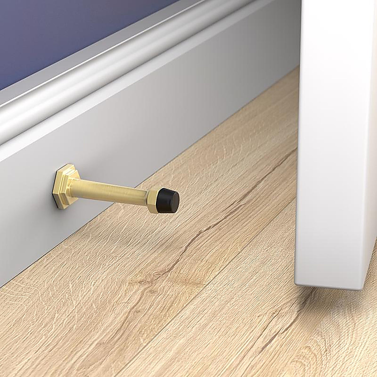 National Hardware - N830-532 - Powell 5/8 in. W X 3-19/32 in. L Zinc Brushed Gold Gold Door Stop Mounts to door a