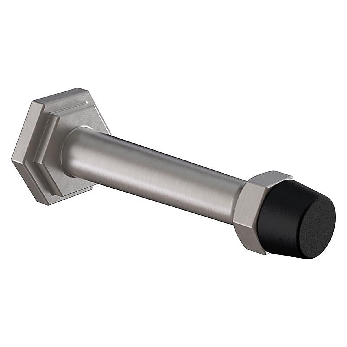 National Hardware - N830-531 - Powell 5/8 in. W X 3-19/32 in. L Zinc Satin Nickel Silver Door Stop Mounts to door