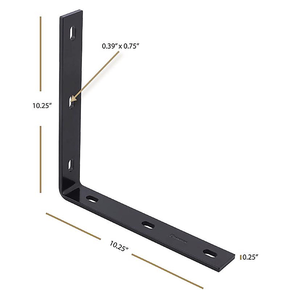 Hampton - 02-3405-025 - 1.50 in. H X 10.25 in. W X 1/4 in. D Black Steel Inside/Outside Corner Brace