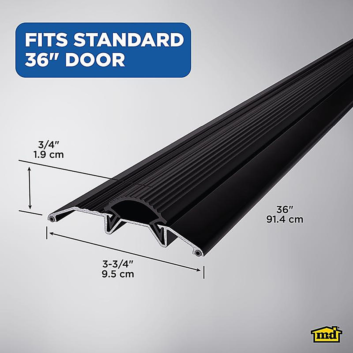 M-D - 11821 - 0.5 in. H X 3.75 in. W X 36 in. L Mill Aluminum/Vinyl Deluxe Low Threshold Bla