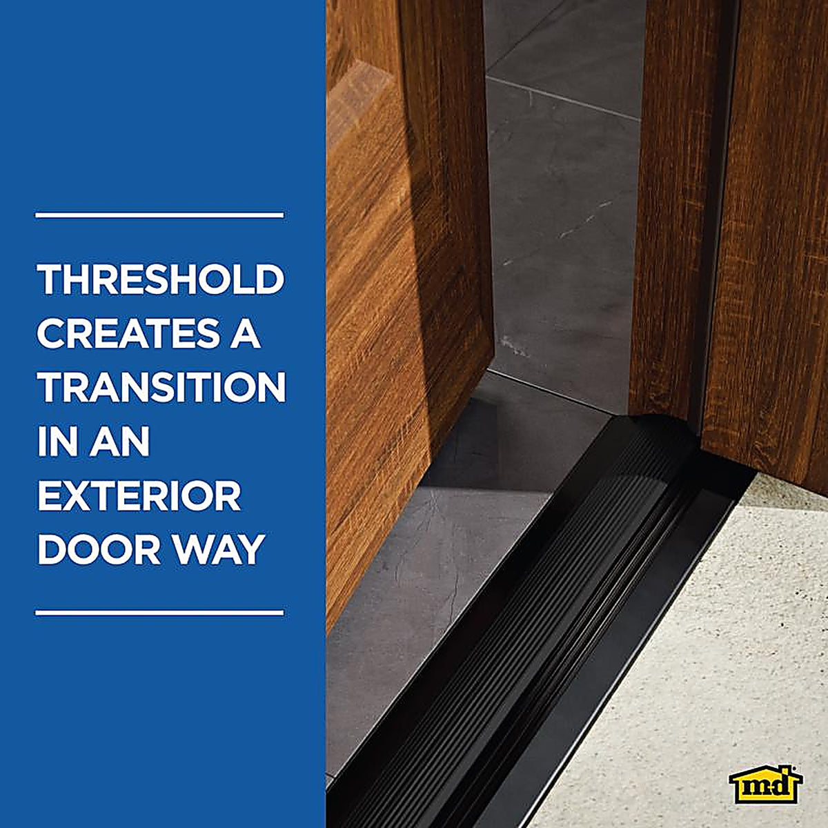 M-D - 11821 - 0.5 in. H X 3.75 in. W X 36 in. L Mill Aluminum/Vinyl Deluxe Low Threshold Bla