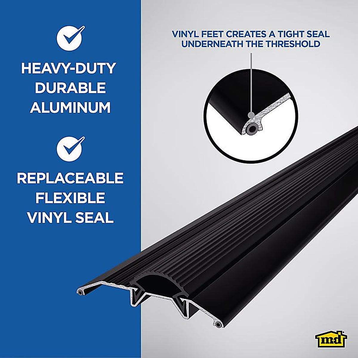 M-D - 11821 - 0.5 in. H X 3.75 in. W X 36 in. L Mill Aluminum/Vinyl Deluxe Low Threshold Bla