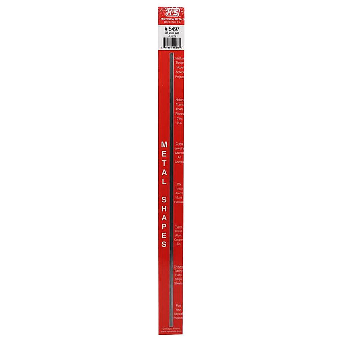 K&S - 5497 - .039 in. D X 1 ft. L Steel 22 Ga. Music Wire