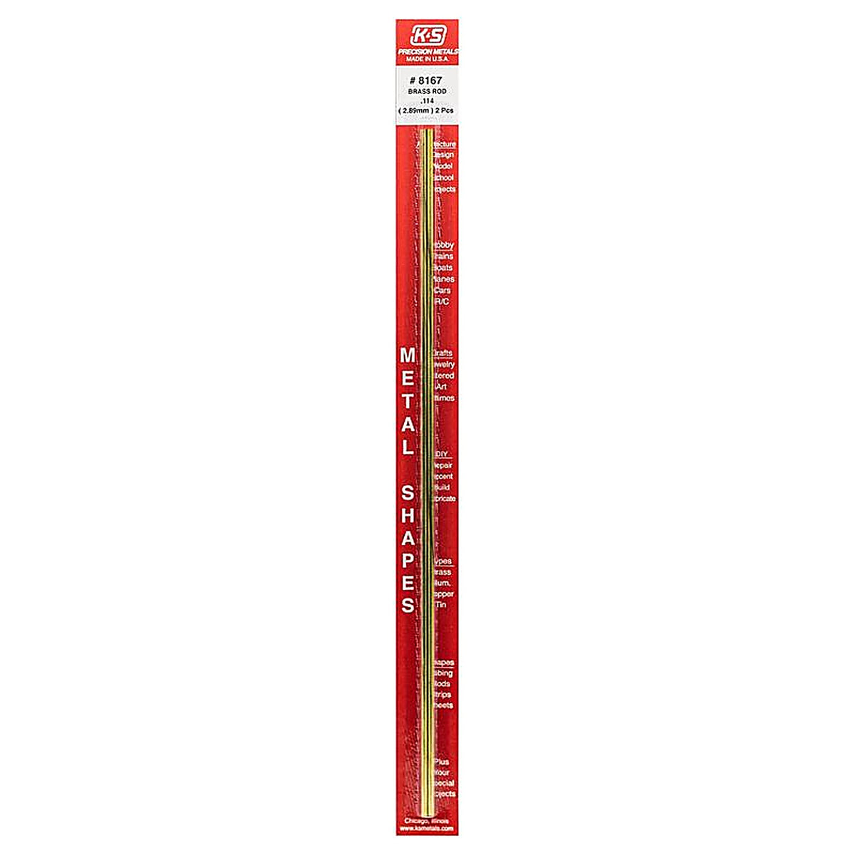K&S - 8167 - 0.114 in. D X 12 in. L Brass Rod 2 pk