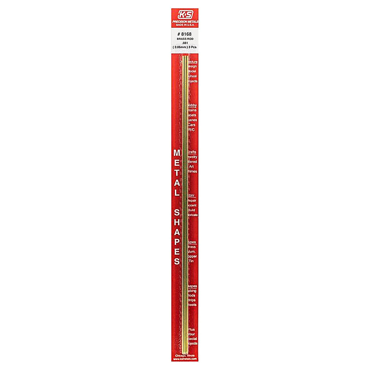 K&S - 8168 - 0.081 in. D X 12 in. L Brass Rod 3 pk