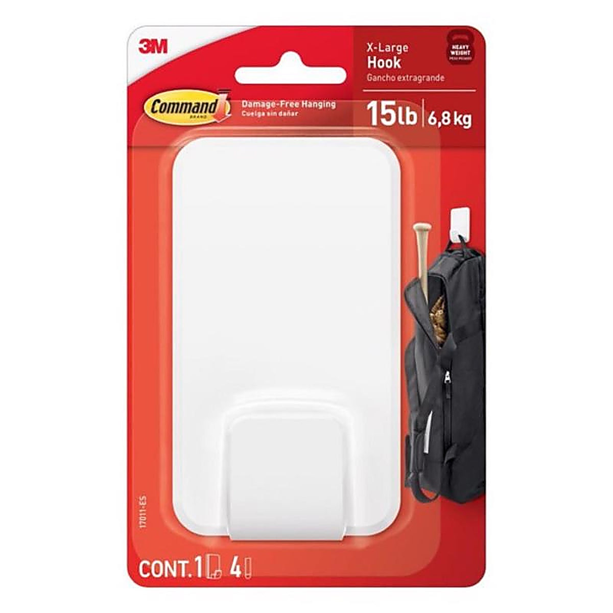 3M - 17011-ES - Command Extra Large Plastic Hook 4.7 in. L 1 pk
