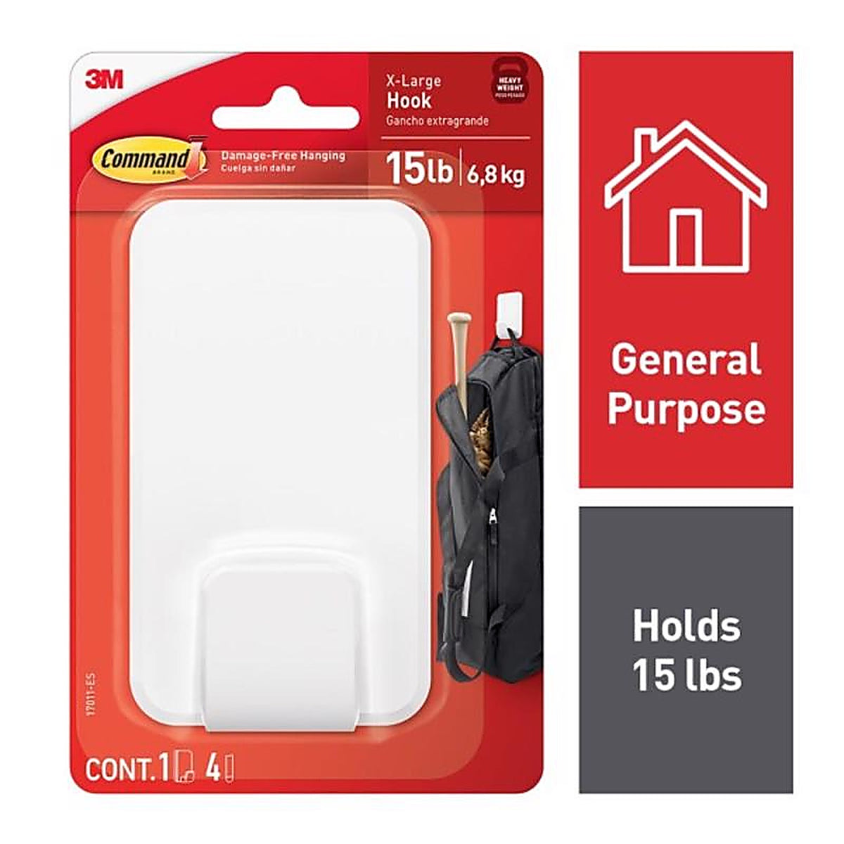 3M - 17011-ES - Command Extra Large Plastic Hook 4.7 in. L 1 pk