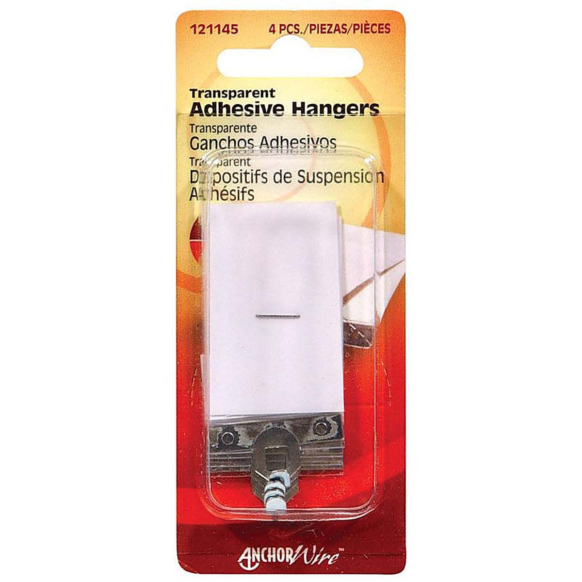 Hillman - 121145 - AnchorWire Transparent Adhesive Hangers 1-1/2 lb 4 pk