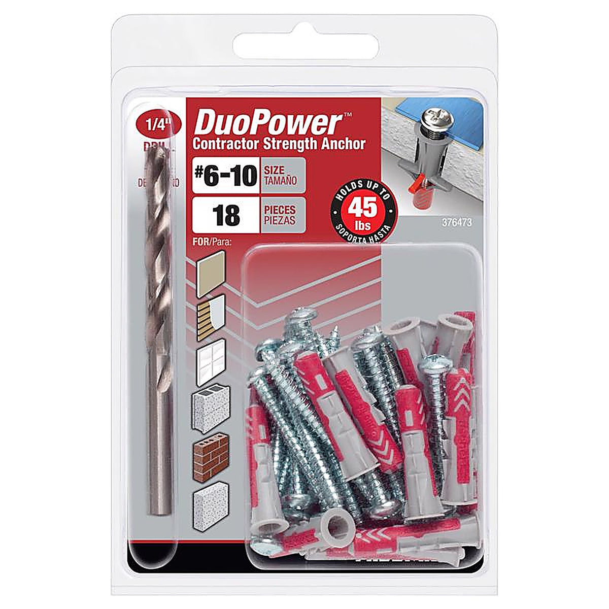 Hillman - 376473 - 1/4 in. D X 1.1875 in. L Nylon Round Head Screw and Anchor 18 pk