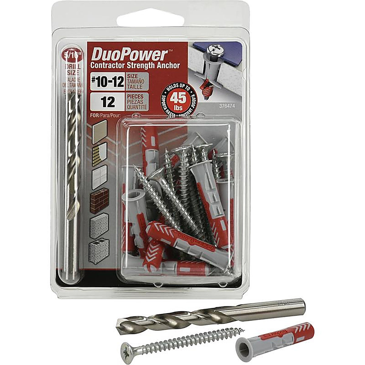 Hillman - 376474 - 5/16 in. D X 1.625 in. L Nylon Round Head Screw and Anchor 12 pk