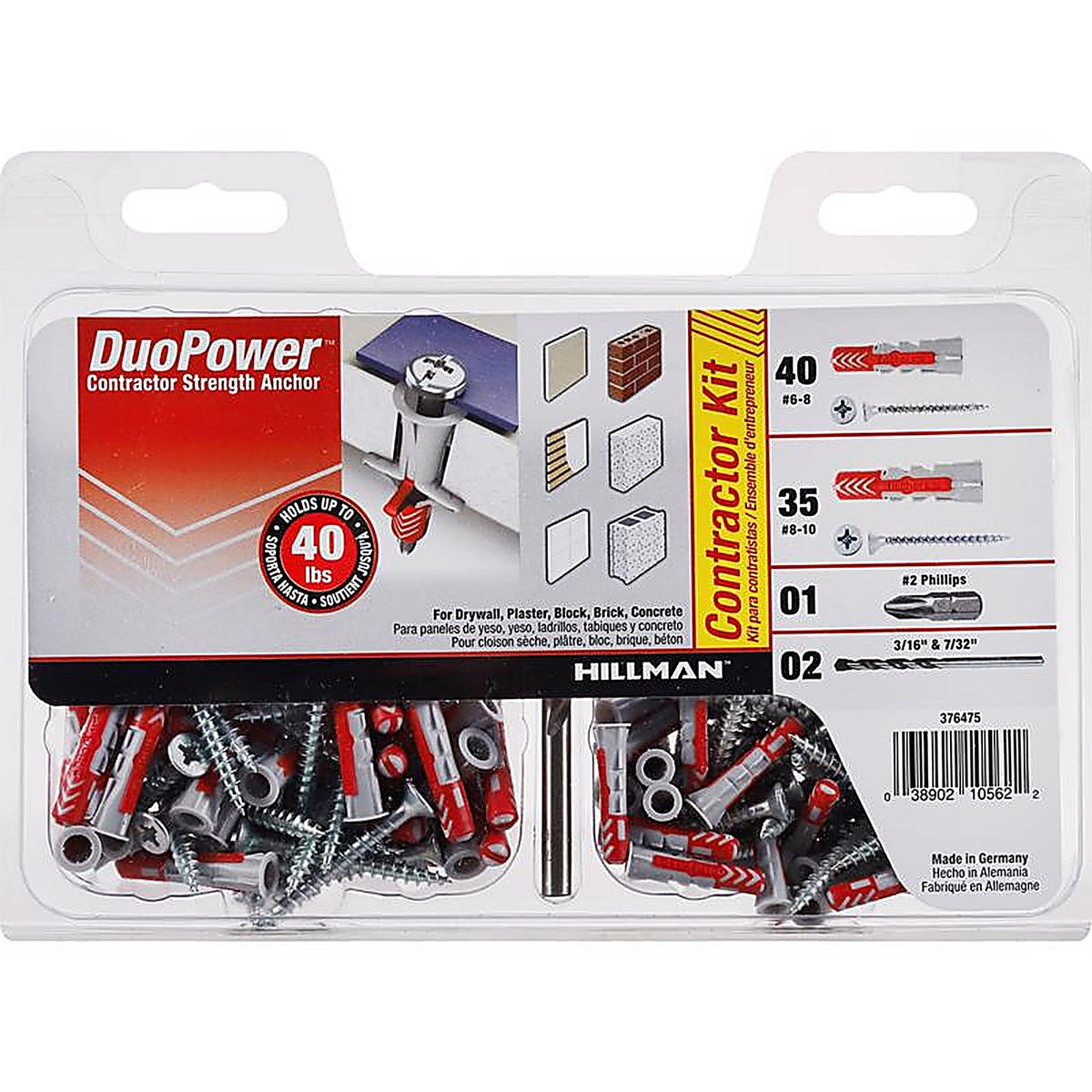 Hillman - 376475 - Assorted in. D X Assorted in. L Nylon Round Head Anchor Kit 78 pc