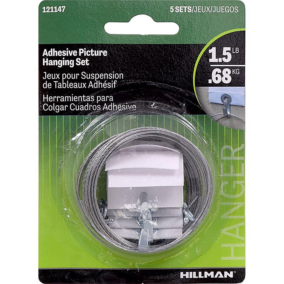 Hillman - 121147 - AnchorWire Steel-Plated Light Duty Adhesive Hangers 2 lb 5 pk
